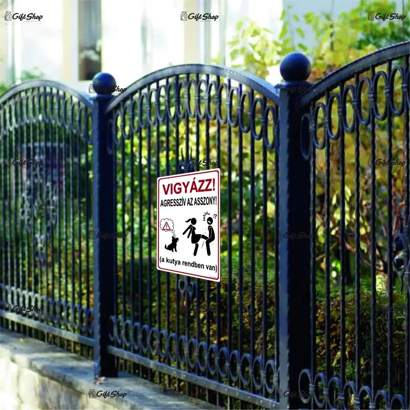 Vigyazz! agressziv az asszony, indicator amuzant 200x265 mm